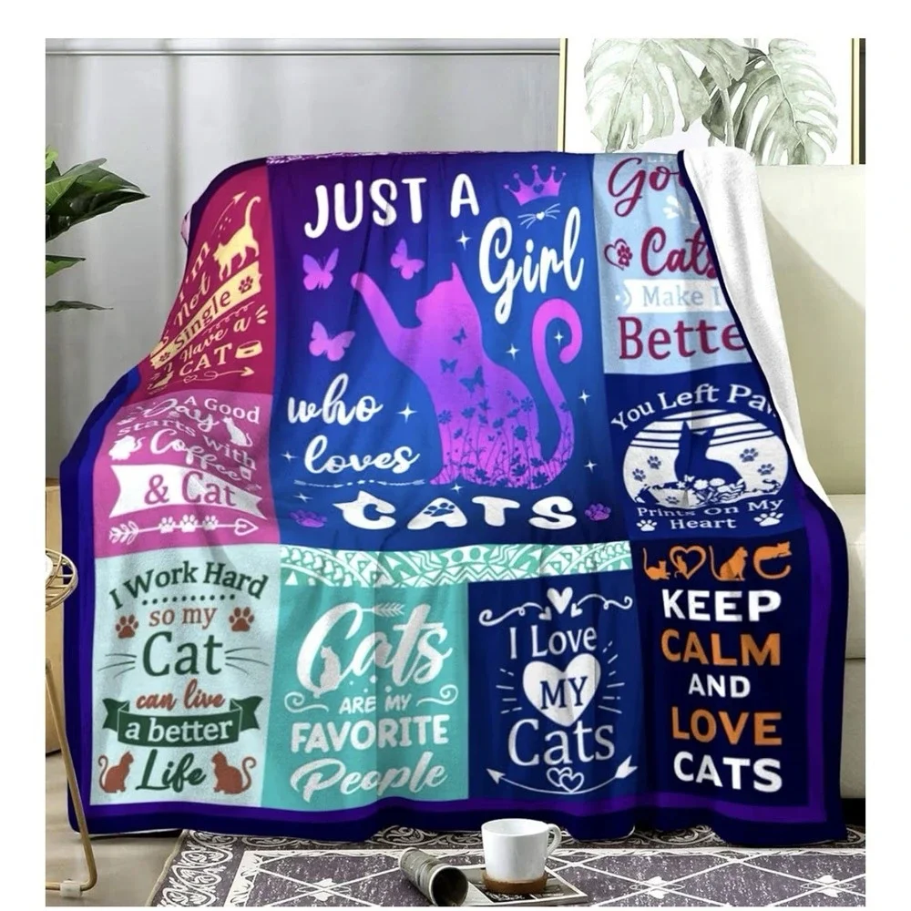 Cute Cat Blankets For Cat Lovers ,3D Prind Pet Kitten Blankets And Throws 50x40